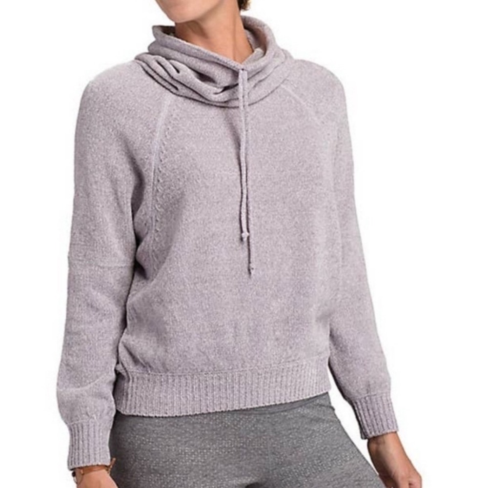 Prana Auberon Cowl Neck Sweater Womens Small Grey‎ Purple Long Sleeve Pullover